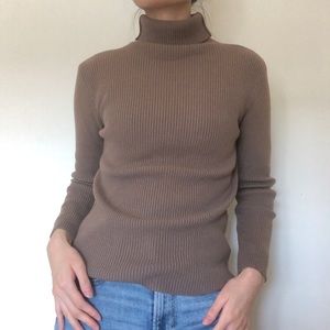 Tan ribbed turtleneck